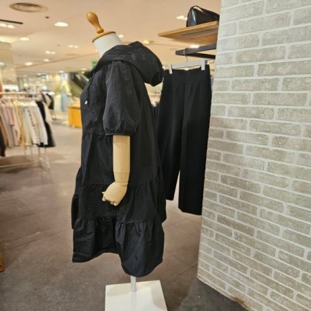 후드 우븐 캉캉 원피스