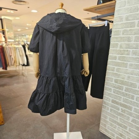 후드 우븐 캉캉 원피스