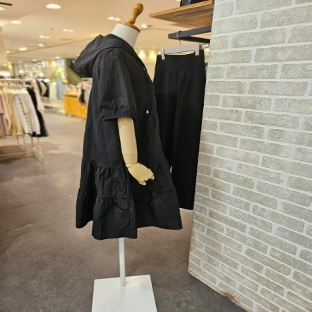 후드 우븐 캉캉 원피스