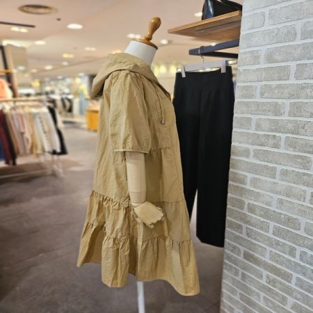 후드 우븐 캉캉 원피스