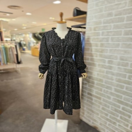 넥 프릴 플라워 원피스