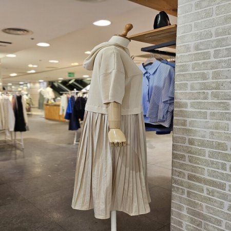 우븐 배색 다이마루 원피스