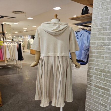 우븐 배색 다이마루 원피스