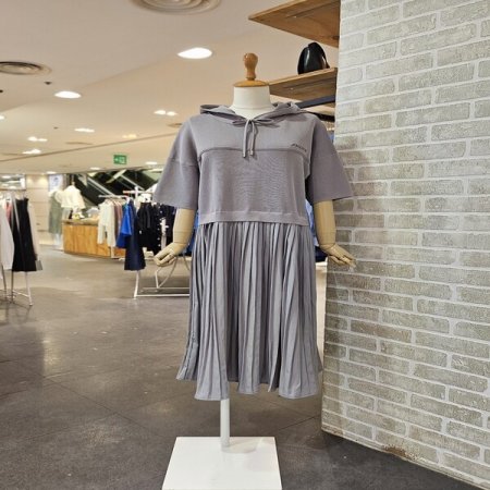 우븐 배색 다이마루 원피스