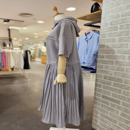 우븐 배색 다이마루 원피스