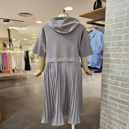 우븐 배색 다이마루 원피스