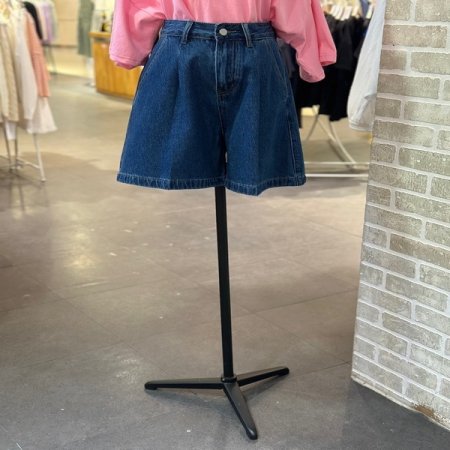 턱 데님 숏 팬츠