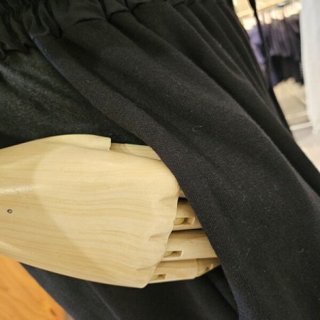 우븐 배색 와이드 8부 팬츠