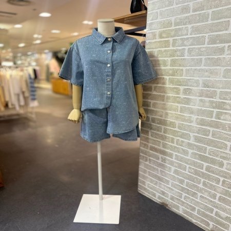 리본 자수 데님 팬츠