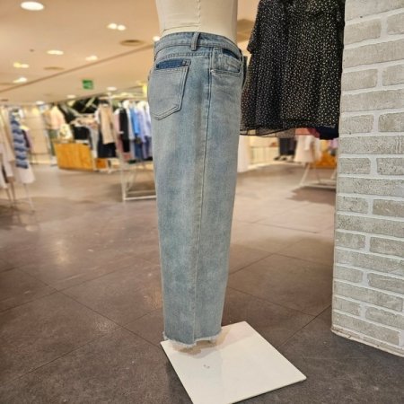와이드 밑단 데끼 데님 팬츠
