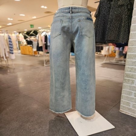 와이드 밑단 데끼 데님 팬츠