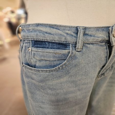 와이드 밑단 데끼 데님 팬츠