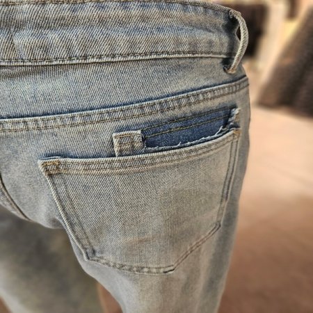 와이드 밑단 데끼 데님 팬츠