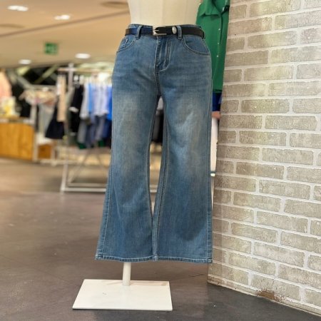부츠컷 벨트 데님 팬츠