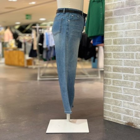 부츠컷 벨트 데님 팬츠