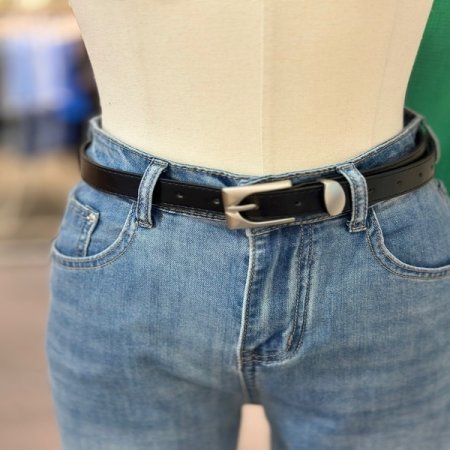 부츠컷 벨트 데님 팬츠