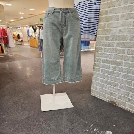 8부 밑단 데끼 데님 팬츠
