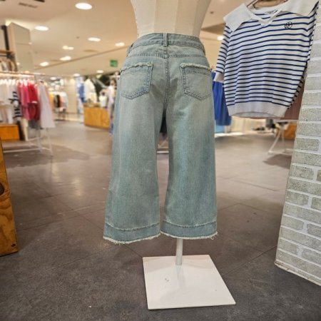 8부 밑단 데끼 데님 팬츠