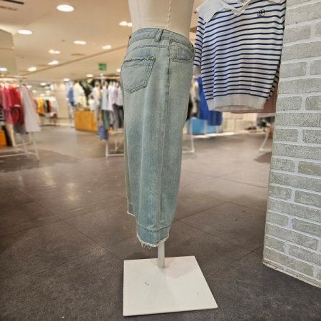 8부 밑단 데끼 데님 팬츠