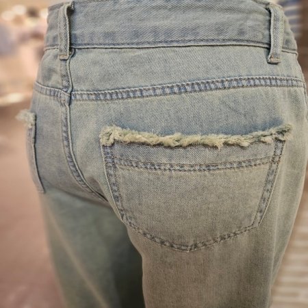 8부 밑단 데끼 데님 팬츠