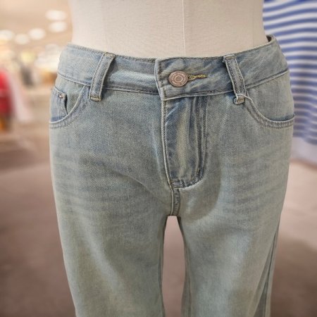 8부 밑단 데끼 데님 팬츠