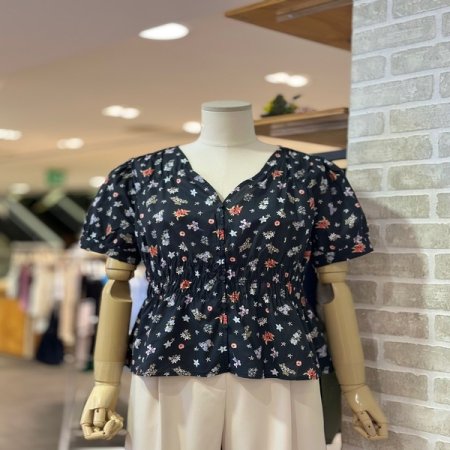 허리 스모킹 블라우스