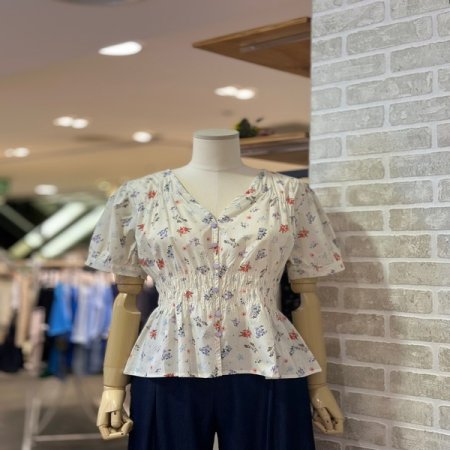 허리 스모킹 블라우스