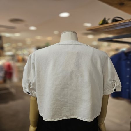 배색 스티치 퍼프 자켓