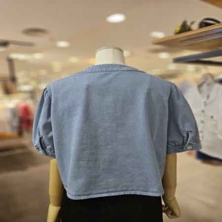 배색 스티치 퍼프 자켓