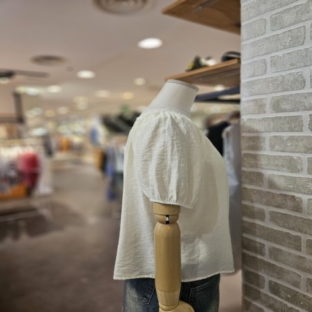 레이스넥 버튼 블라우스