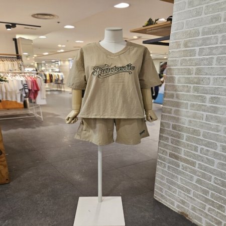 아노락 브이넥 티 숏팬츠 셋업