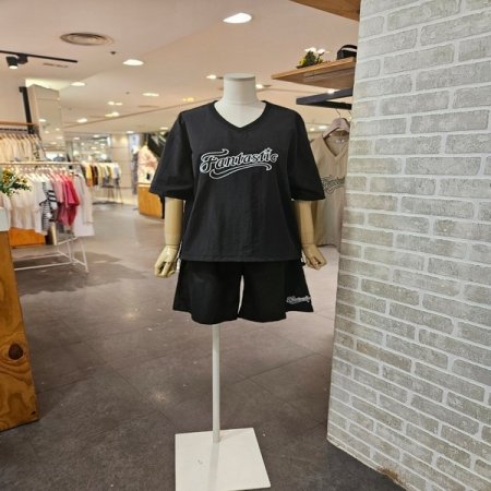 아노락 브이넥 티 숏팬츠 셋업