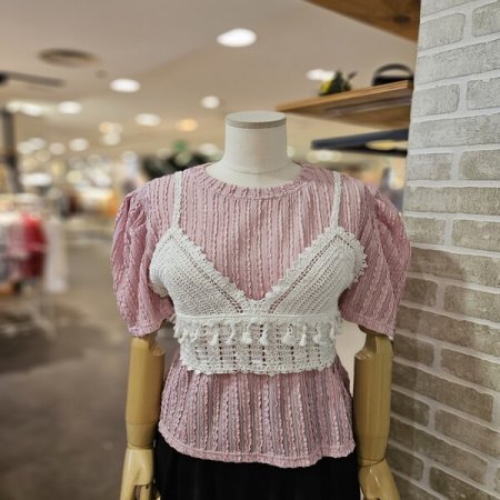 테슬 레이스 니트 베스트