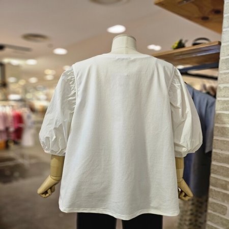 우븐 배색 블라우스