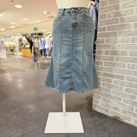 장식 머메이드 데님 스커트