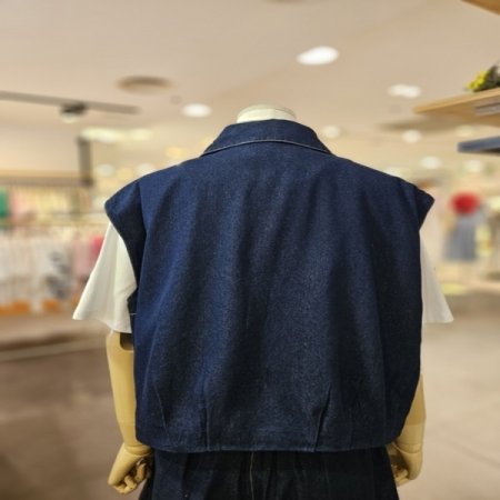 스티치 셋업 데님 베스트