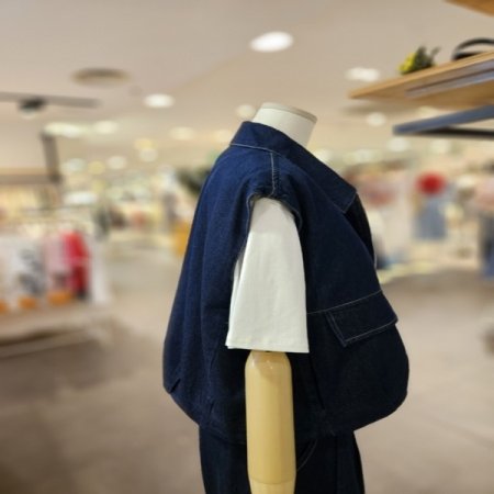 스티치 셋업 데님 베스트