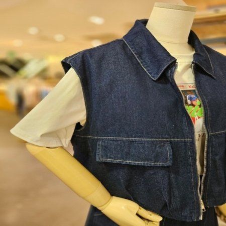 스티치 셋업 데님 베스트