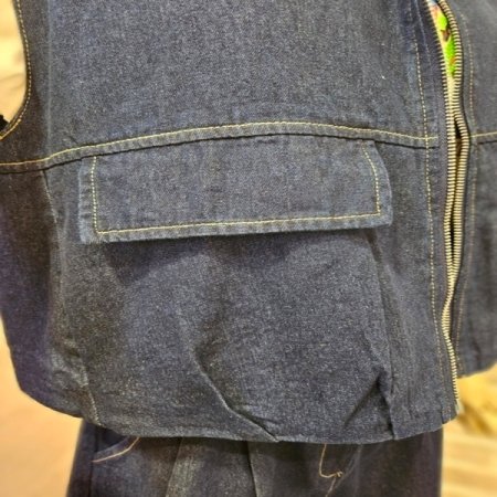 스티치 셋업 데님 베스트