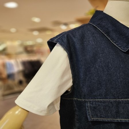 스티치 셋업 데님 베스트