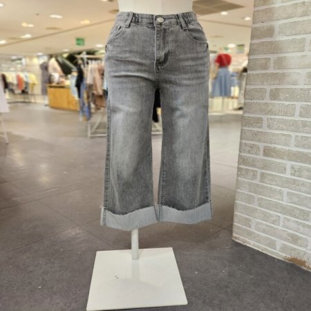 밑단 데끼 데님 팬츠