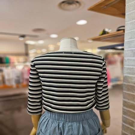 스트라이프 7부 티셔츠