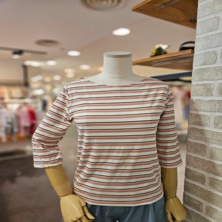 스트라이프 7부 티셔츠