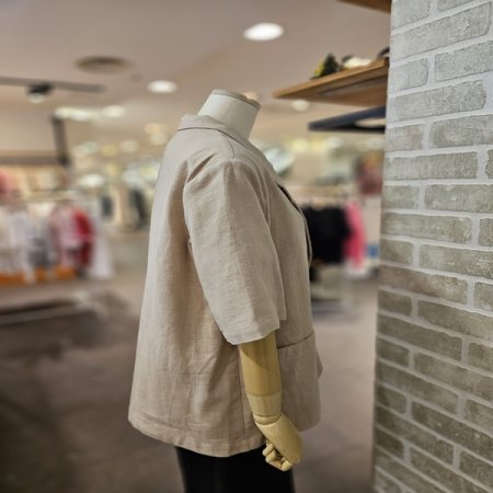 린넨 원버튼 반팔 자켓 세트