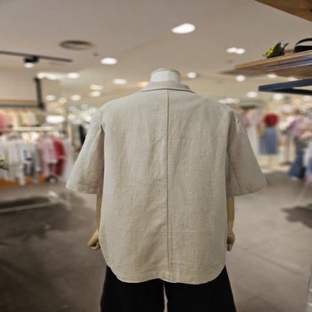 린넨 원버튼 반팔 자켓 세트