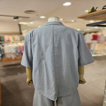 린넨 원버튼 반팔 자켓 세트
