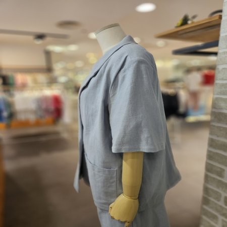 린넨 원버튼 반팔 자켓 세트