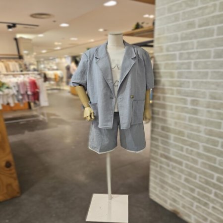 배색 포인트 숏팬츠 세트