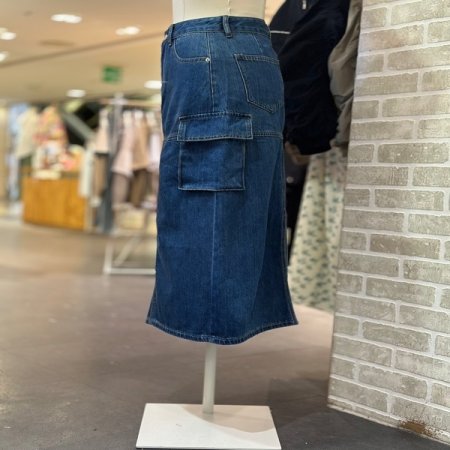 절개 스티치 데님 스커트