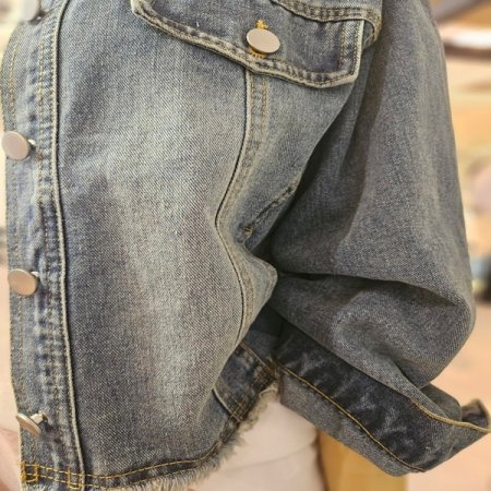 밑단 데끼 워싱 데님 자켓